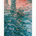 Painting of water with strong pink highlights